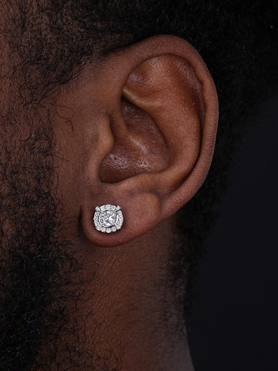 HarlemBling Hollywood Swag Iced Out Earrings - 925 Silver - CZ Stones - 9.5mm