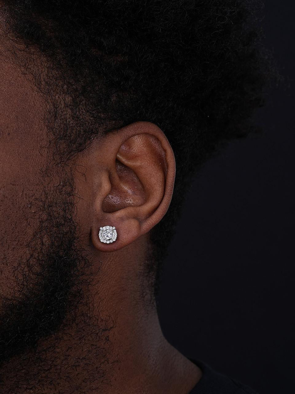 HarlemBling Hollywood Swag Iced Out Earrings - 925 Silver - CZ Stones - 9.5mm