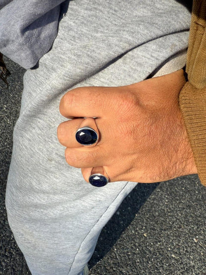 HarlemBling Hollywood Swag Ring - 925 Silver - Genuine Blue Sapphire Stone