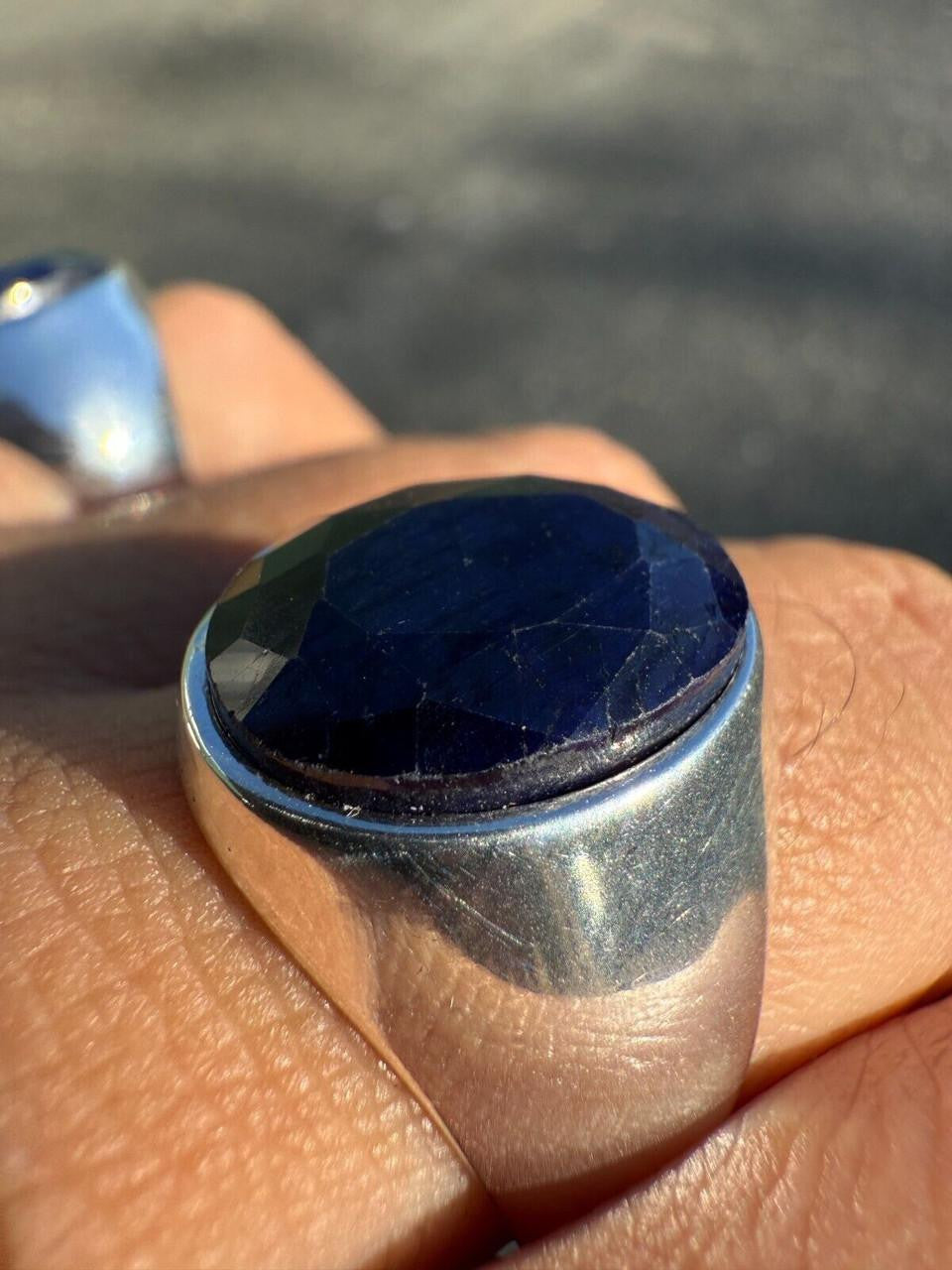 HarlemBling Hollywood Swag Ring - 925 Silver - Genuine Blue Sapphire Stone