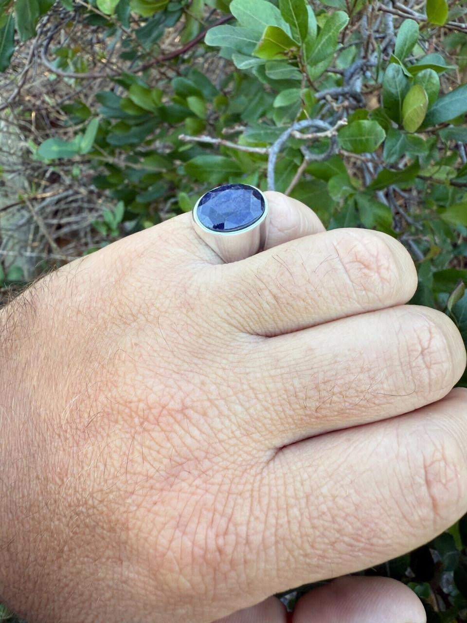 HarlemBling Hollywood Swag Ring - 925 Silver - Genuine Blue Sapphire Stone