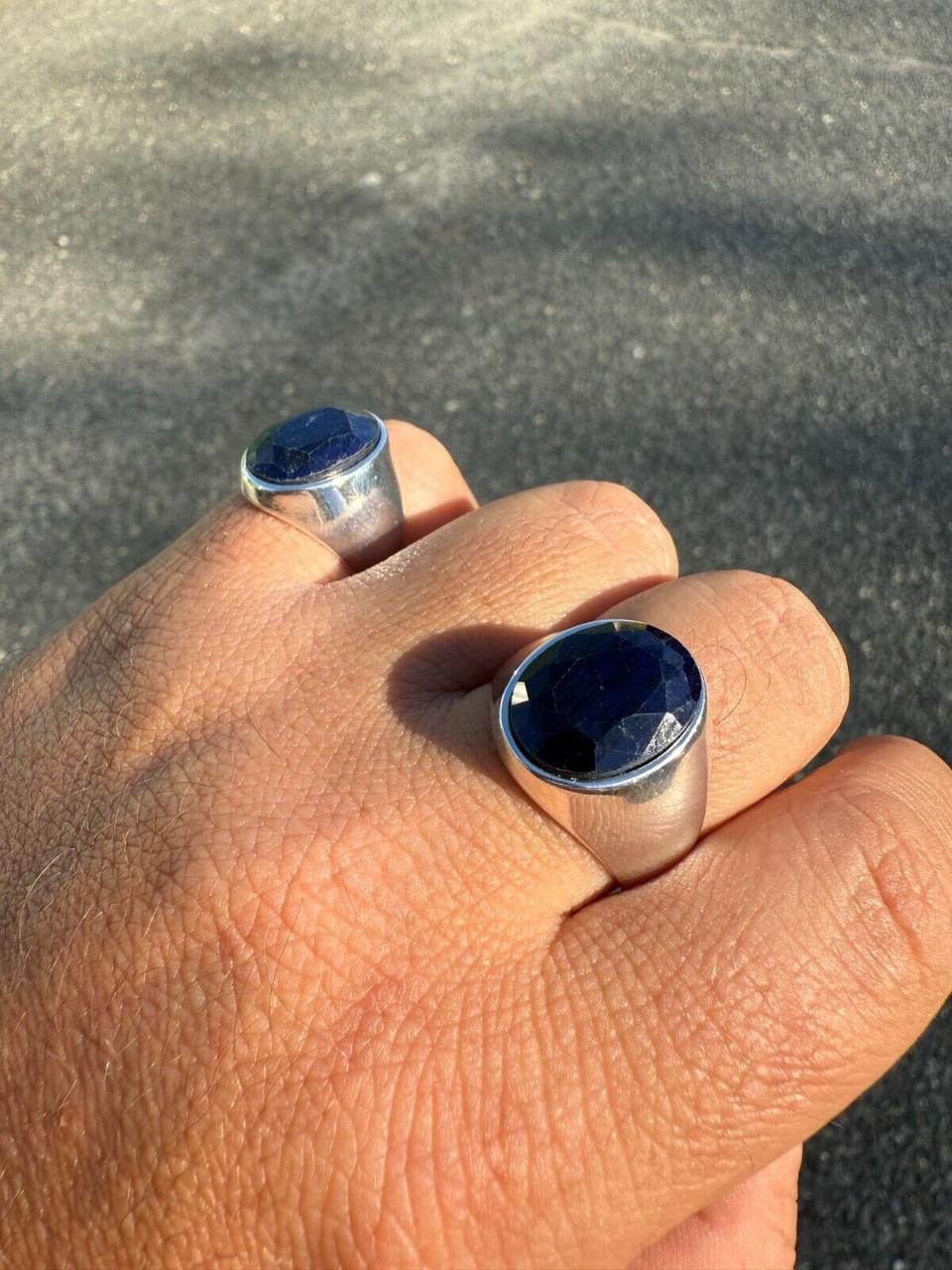 HarlemBling Hollywood Swag Ring - 925 Silver - Genuine Blue Sapphire Stone