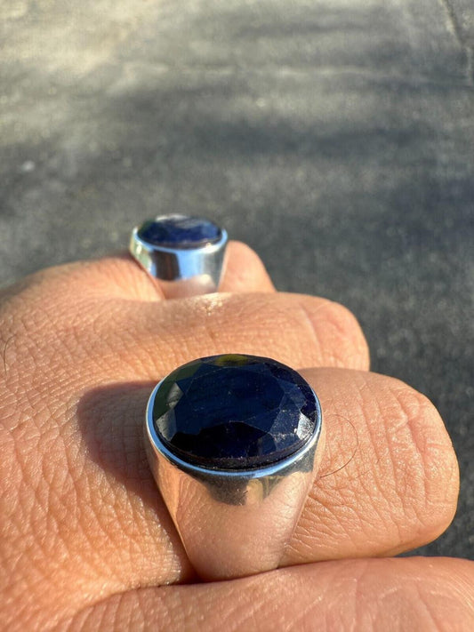 HarlemBling Hollywood Swag Ring - 925 Silver - Genuine Blue Sapphire Stone