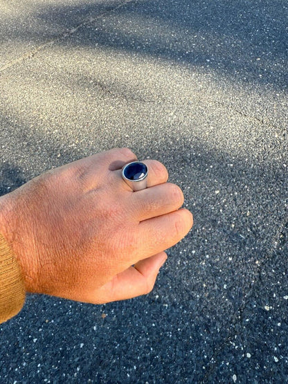 HarlemBling Hollywood Swag Ring - 925 Silver - Genuine Blue Sapphire Stone