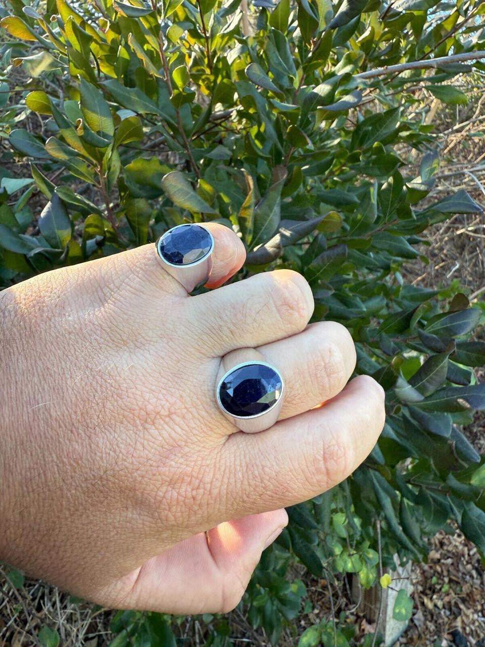 HarlemBling Hollywood Swag Ring - 925 Silver - Genuine Blue Sapphire Stone