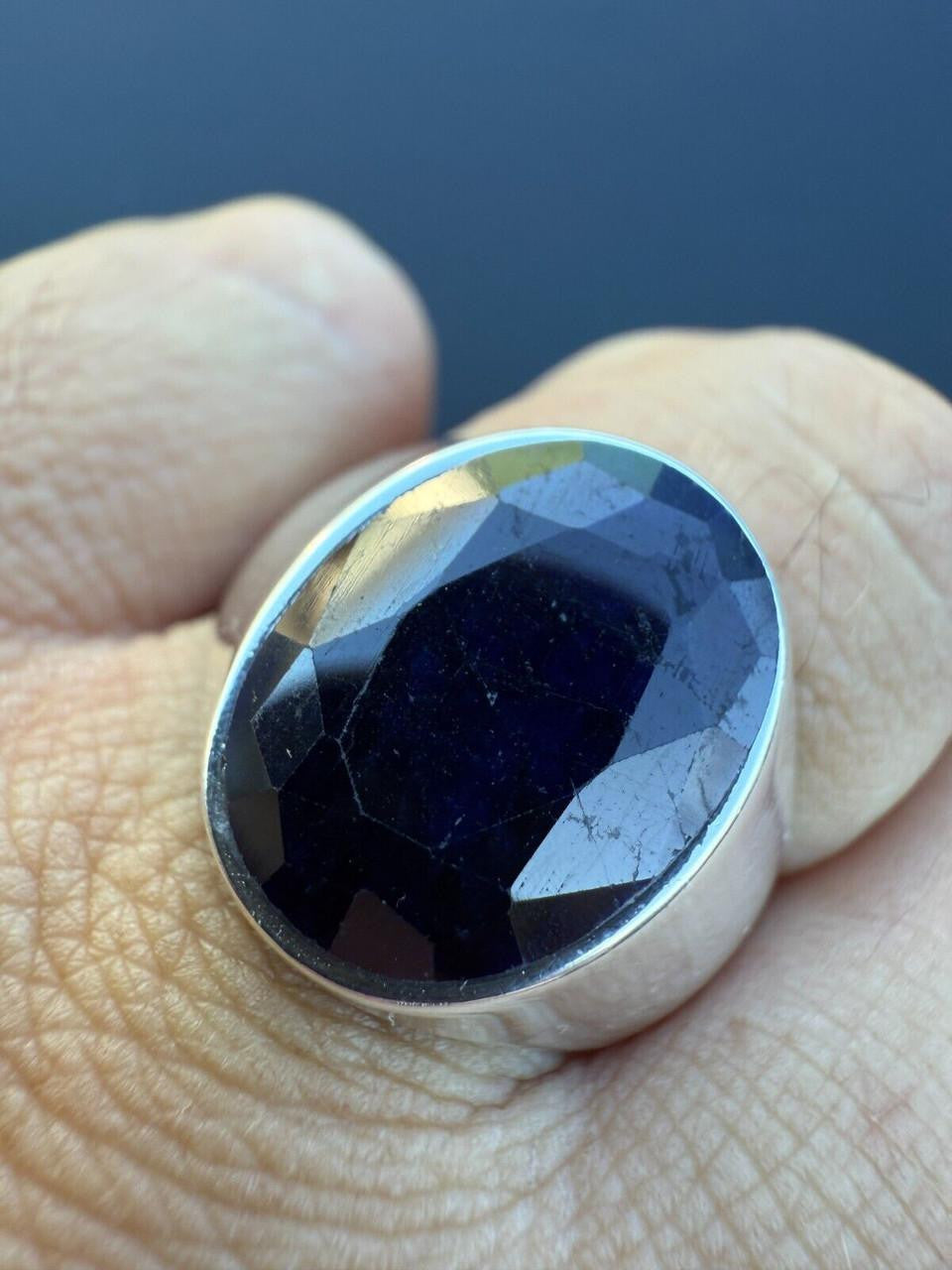 HarlemBling Hollywood Swag Ring - 925 Silver - Genuine Blue Sapphire Stone