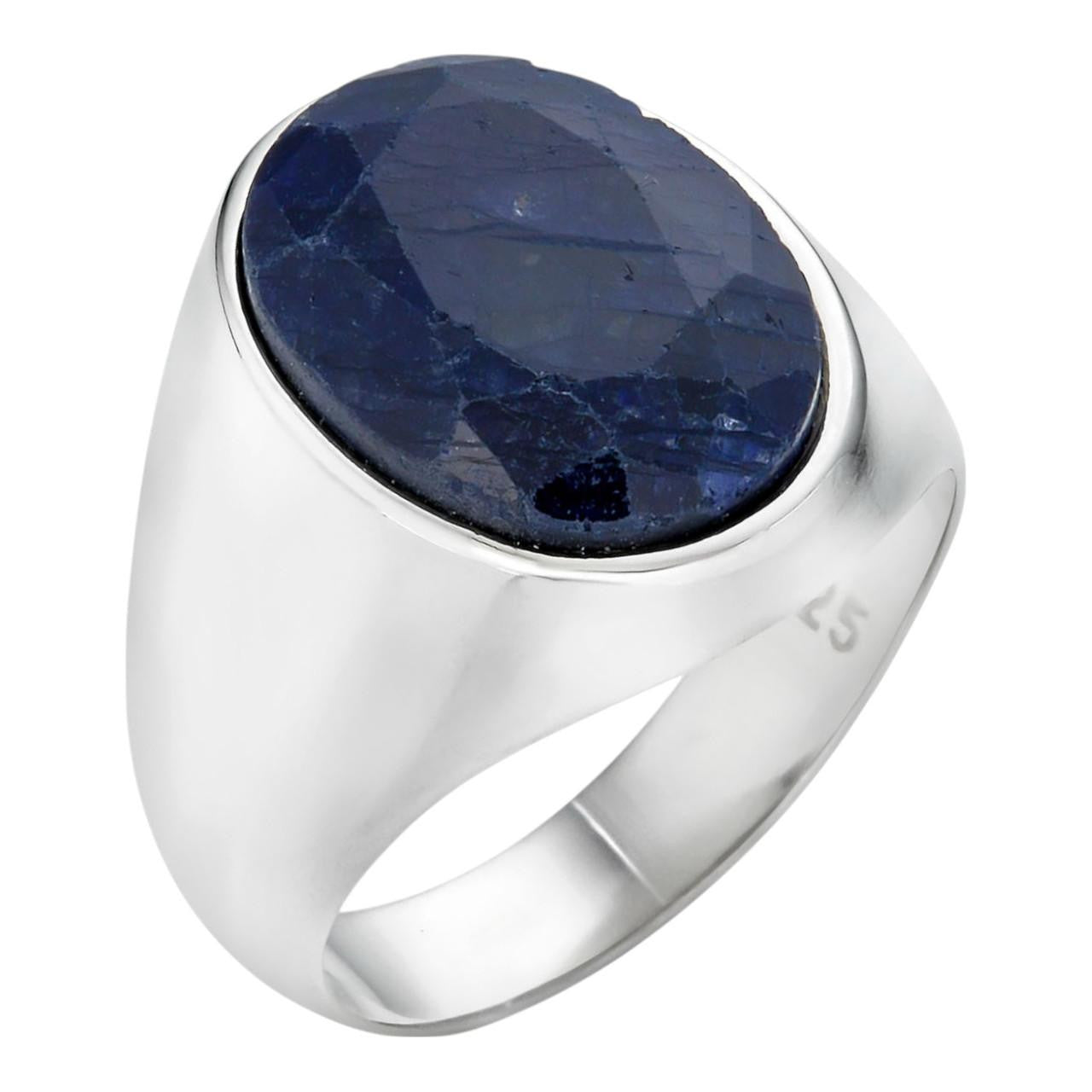 HarlemBling Hollywood Swag Ring - 925 Silver - Genuine Blue Sapphire Stone