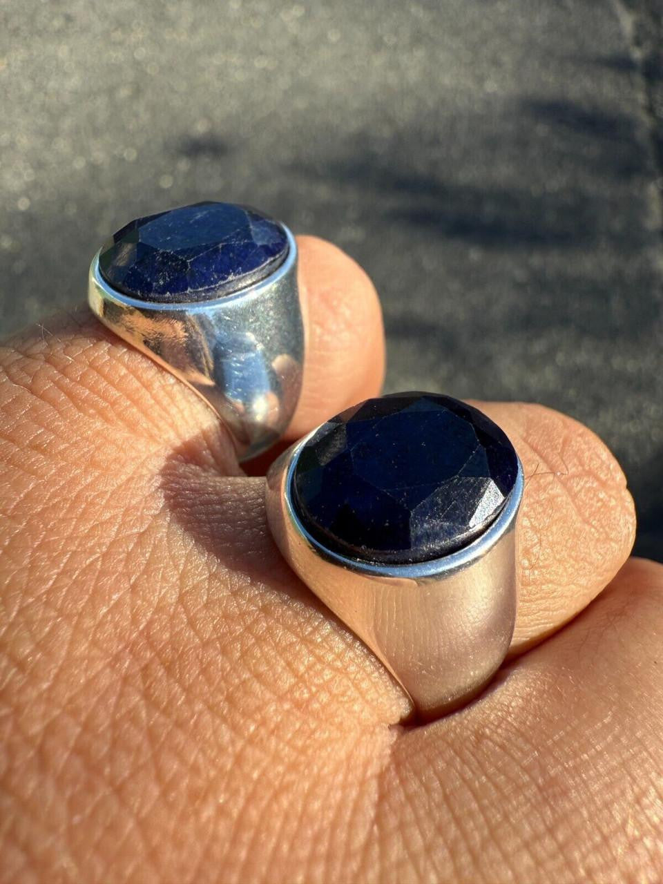 HarlemBling Hollywood Swag Ring - 925 Silver - Genuine Blue Sapphire Stone