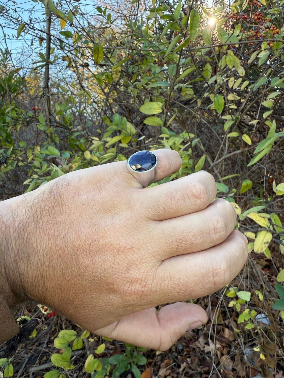 HarlemBling Hollywood Swag Ring - 925 Silver - Genuine Blue Sapphire Stone