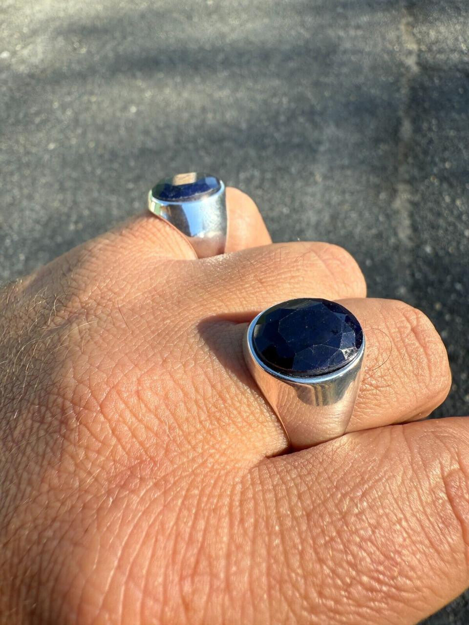 HarlemBling Hollywood Swag Ring - 925 Silver - Genuine Blue Sapphire Stone