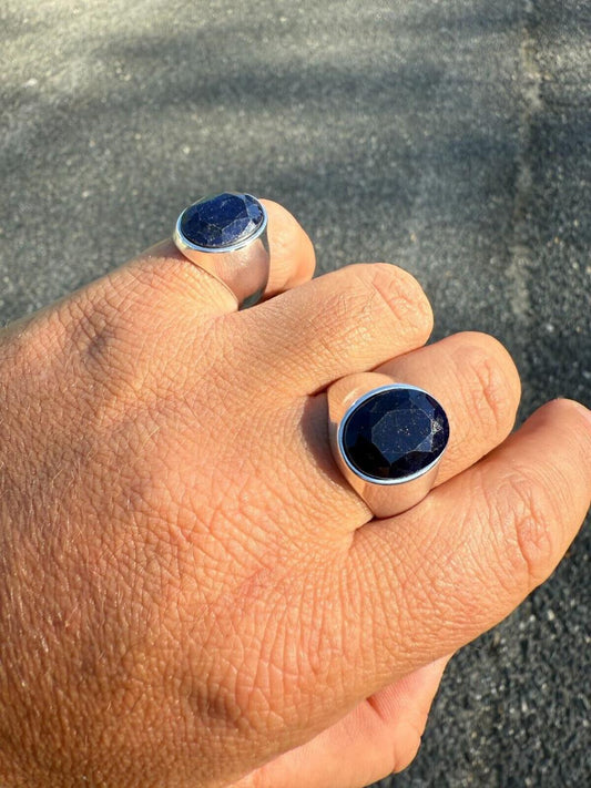 HarlemBling Hollywood Swag Ring - 925 Silver - Genuine Blue Sapphire Stone