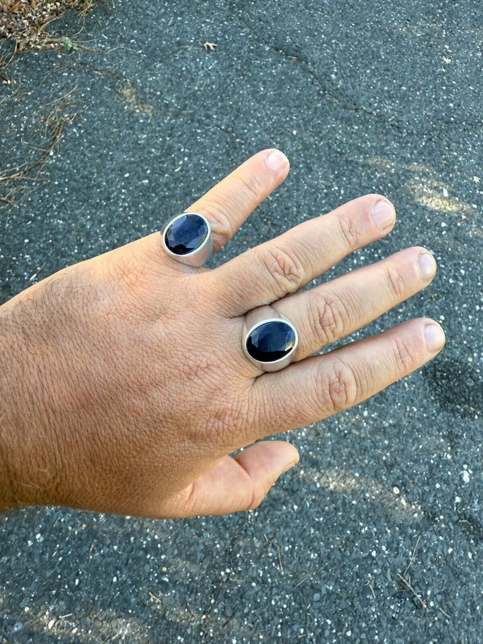 Large 18ct Natural Blue Sapphire Gemstone Mens Real Solid 925