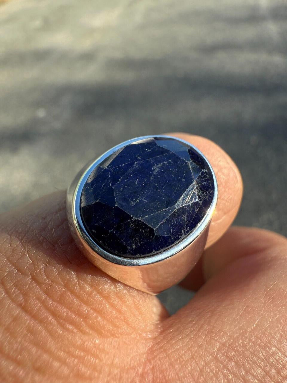 HarlemBling Hollywood Swag Ring - 925 Silver - Genuine Blue Sapphire Stone