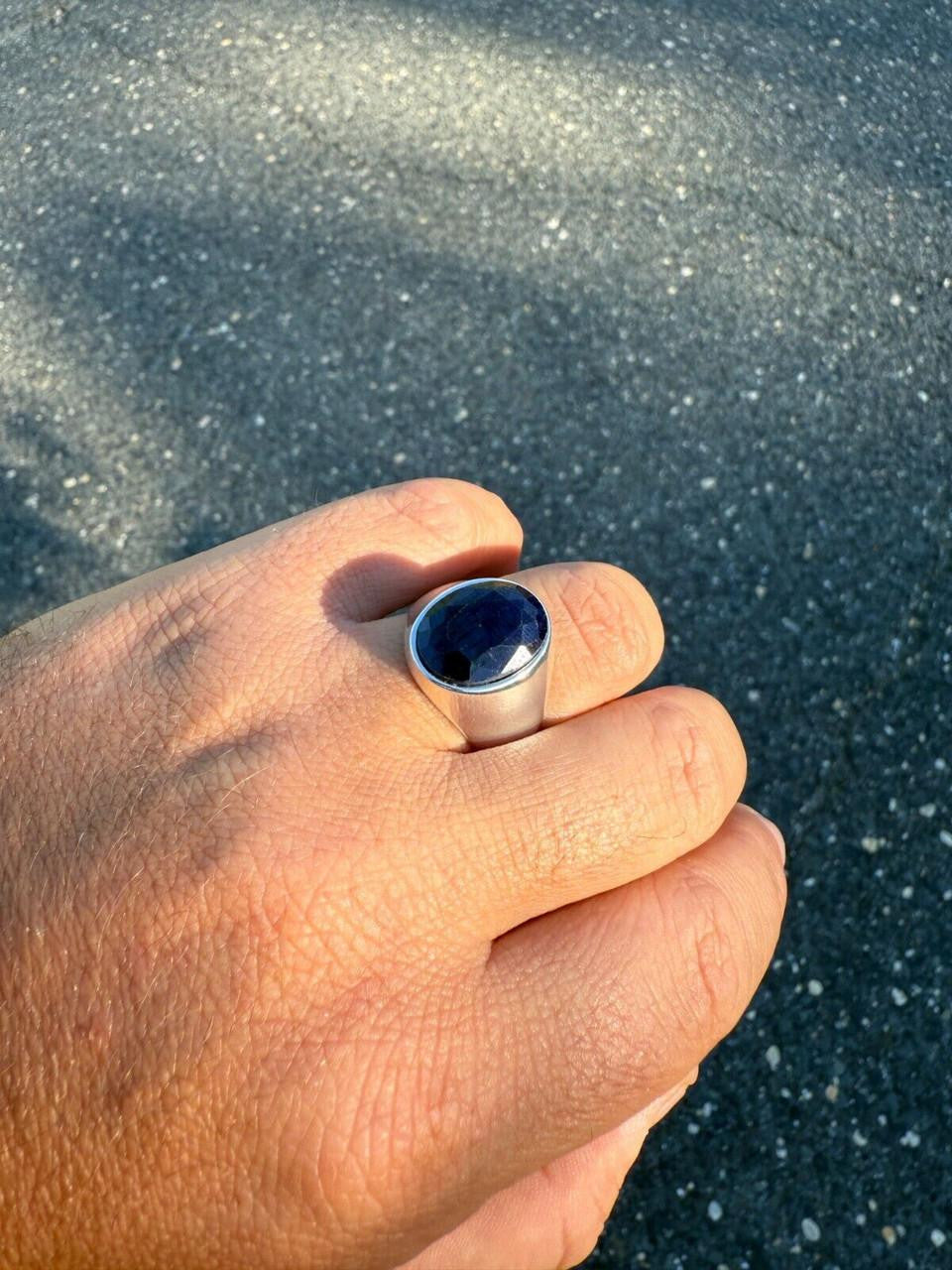 HarlemBling Hollywood Swag Ring - 925 Silver - Genuine Blue Sapphire Stone