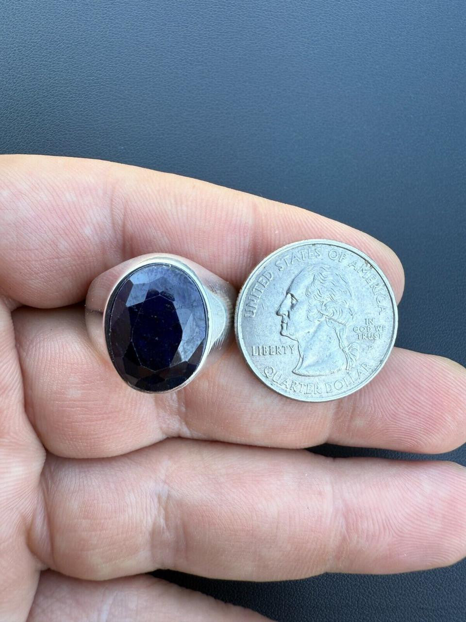 HarlemBling Hollywood Swag Ring - 925 Silver - Genuine Blue Sapphire Stone