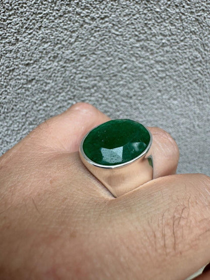 HarlemBling Hollywood Swag Ring - 925 Silver - Genuine Green Emerald Stone