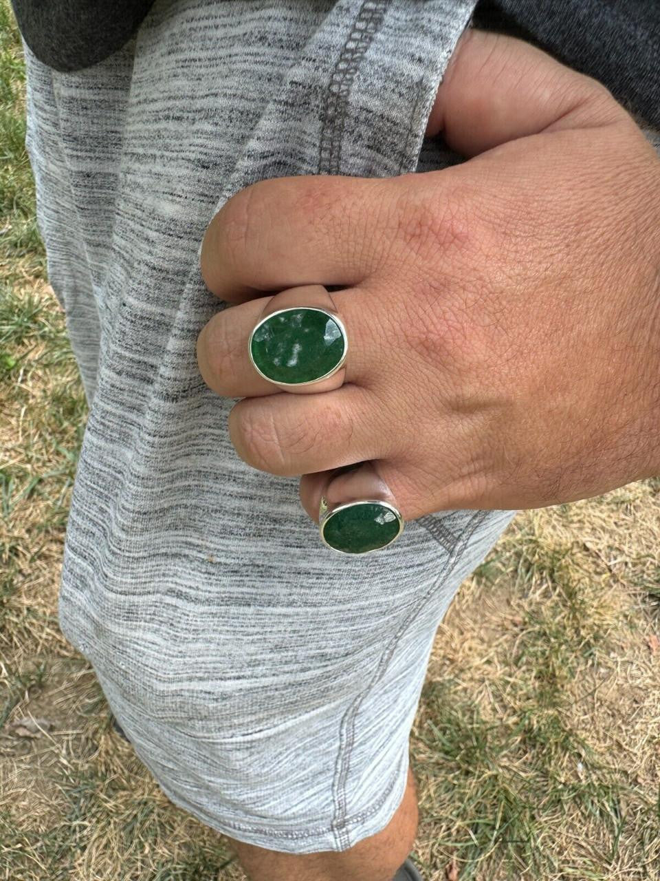 HarlemBling Hollywood Swag Ring - 925 Silver - Genuine Green Emerald Stone