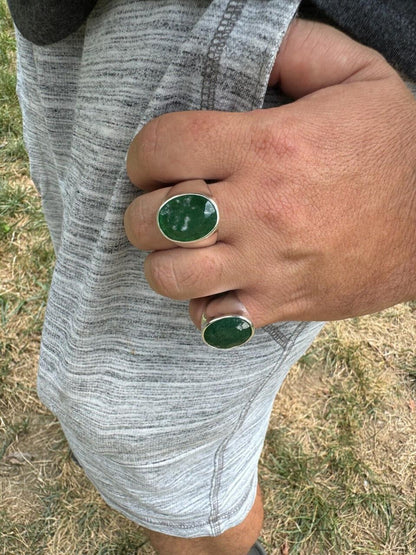 HarlemBling Hollywood Swag Ring - 925 Silver - Genuine Green Emerald Stone