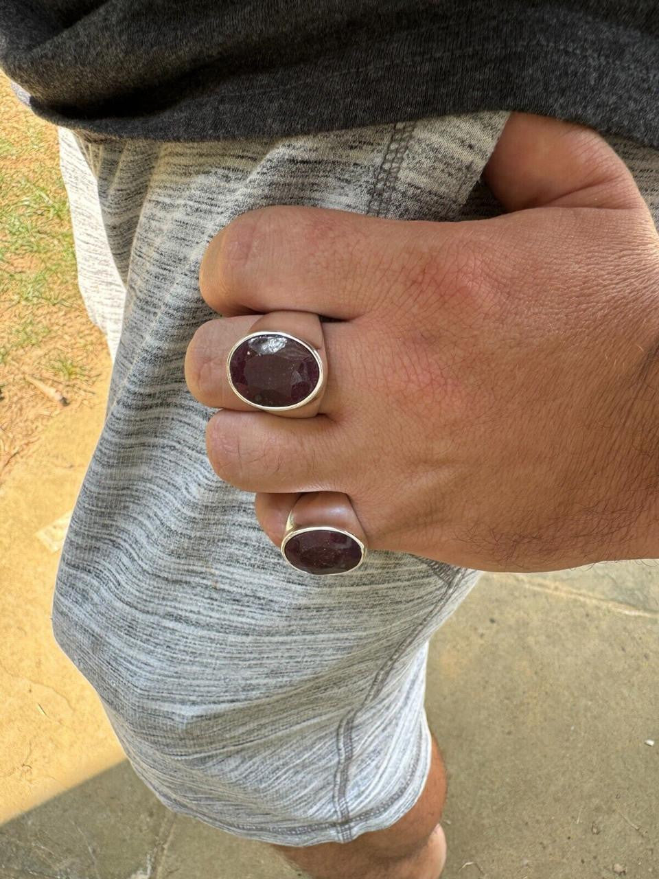 HarlemBling Hollywood Swag Ring - 925 Silver - Genuine Red Ruby Stone