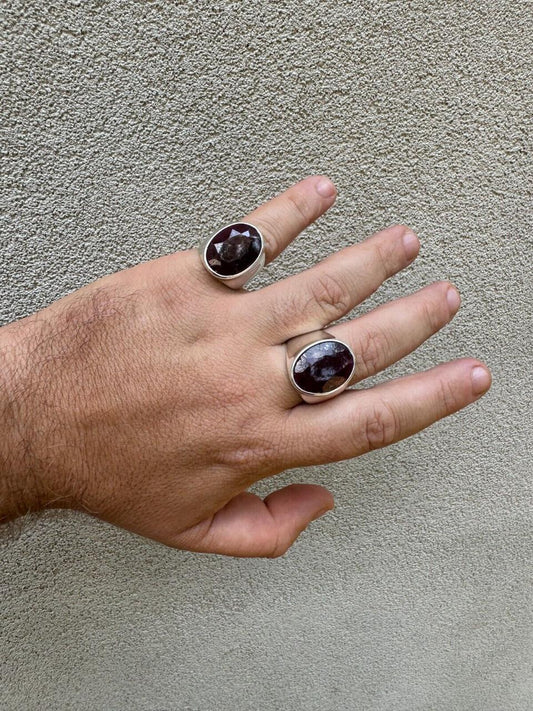 HarlemBling Hollywood Swag Ring - 925 Silver - Genuine Red Ruby Stone