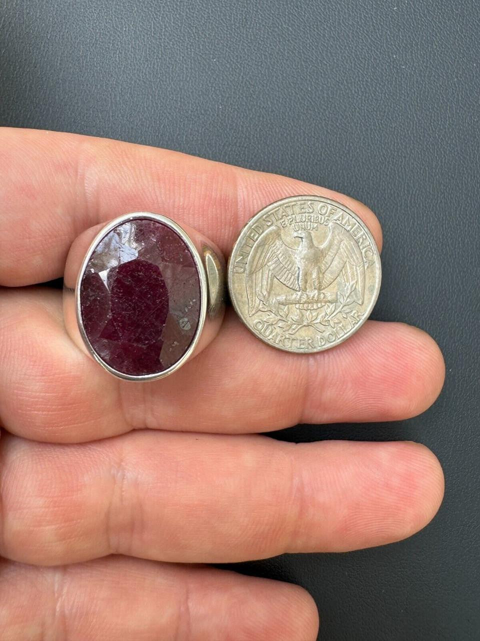 HarlemBling Hollywood Swag Ring - 925 Silver - Genuine Red Ruby Stone