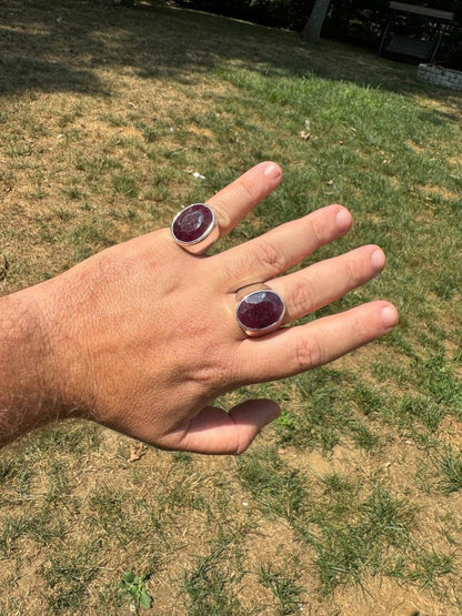 HarlemBling Hollywood Swag Ring - 925 Silver - Genuine Red Ruby Stone