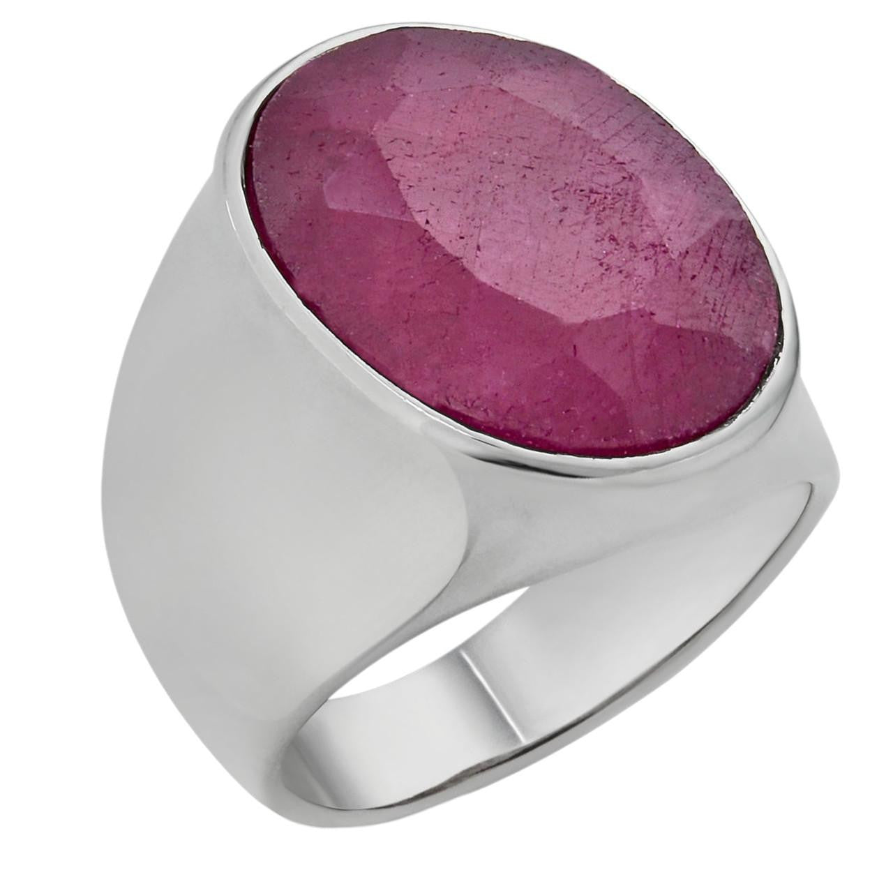 HarlemBling Hollywood Swag Ring - 925 Silver - Genuine Red Ruby Stone