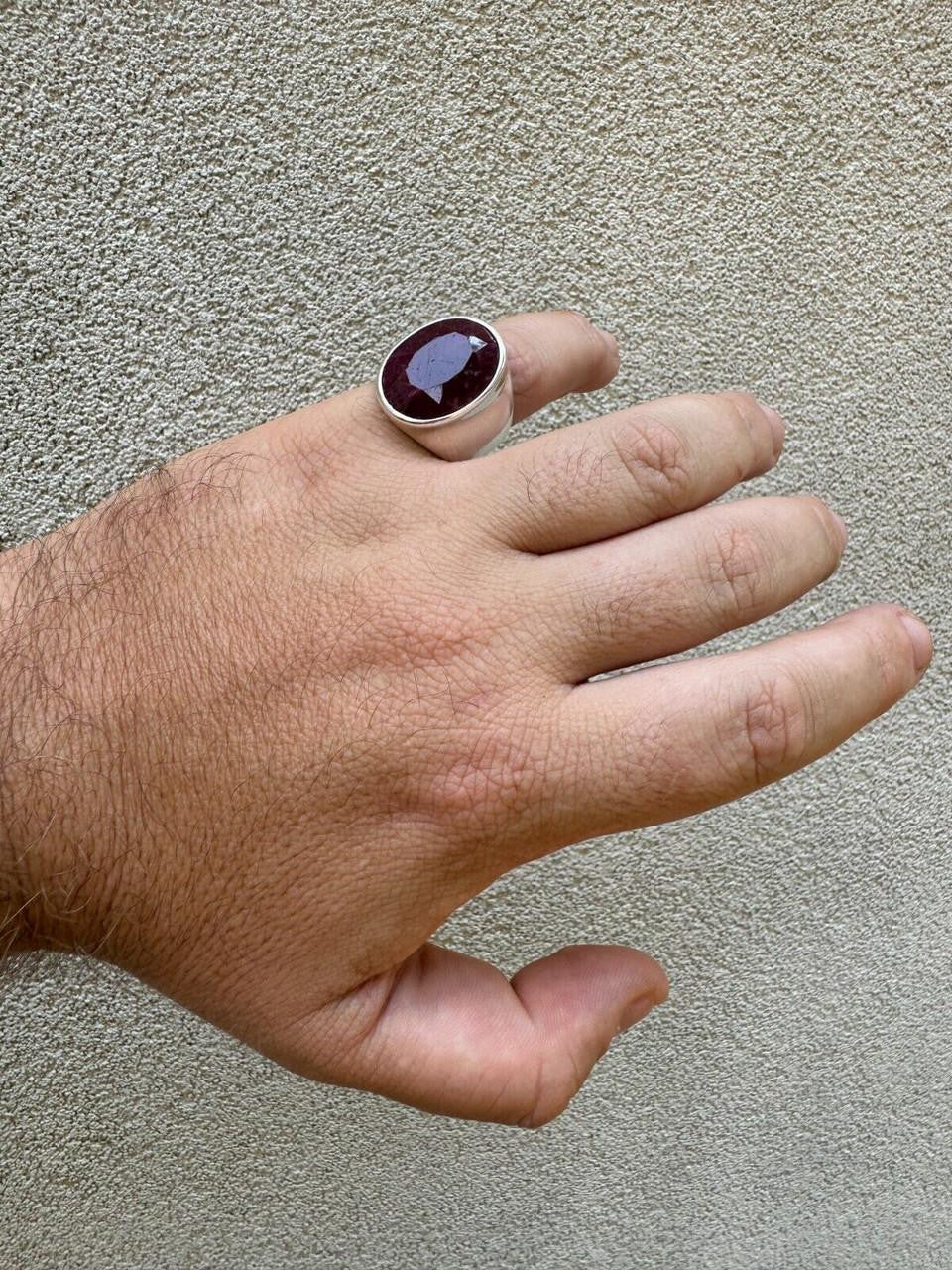 HarlemBling Hollywood Swag Ring - 925 Silver - Genuine Red Ruby Stone