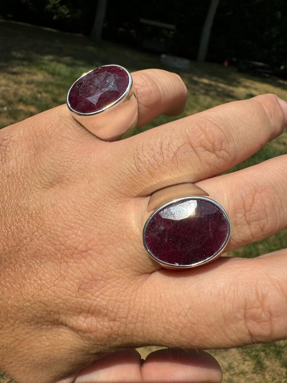 HarlemBling Hollywood Swag Ring - 925 Silver - Genuine Red Ruby Stone