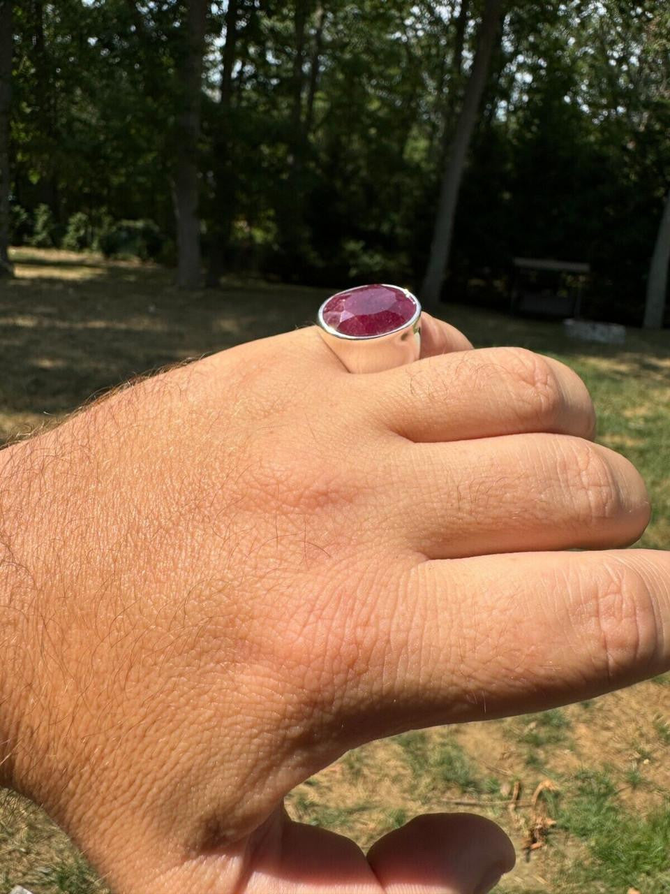 HarlemBling Hollywood Swag Ring - 925 Silver - Genuine Red Ruby Stone