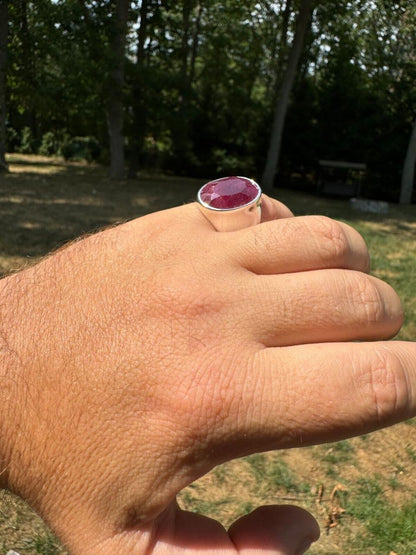 HarlemBling Hollywood Swag Ring - 925 Silver - Genuine Red Ruby Stone