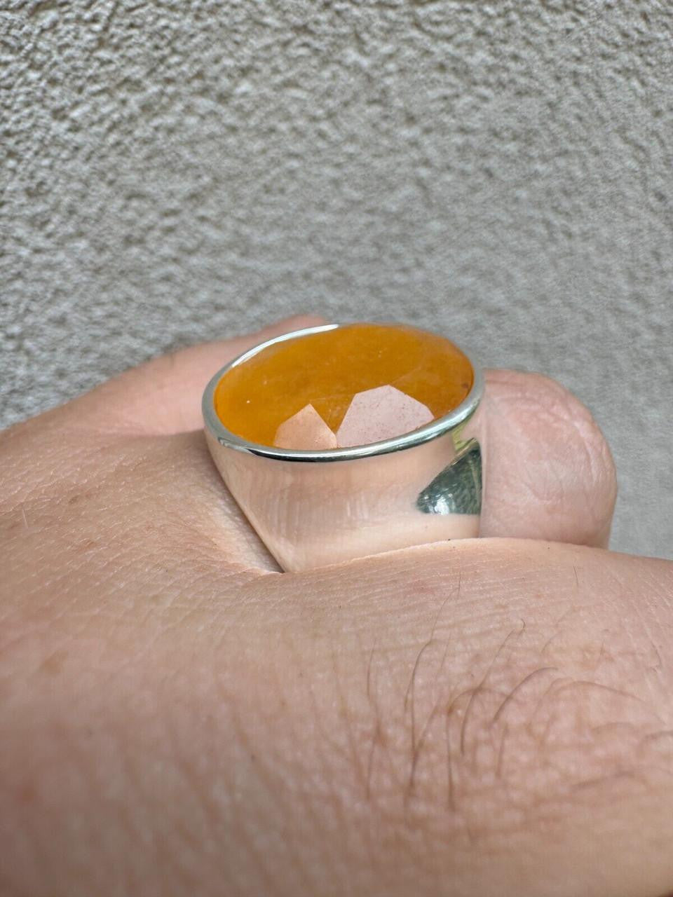 HarlemBling Hollywood Swag Ring - 925 Silver - Genuine Yellow Sapphire Stone