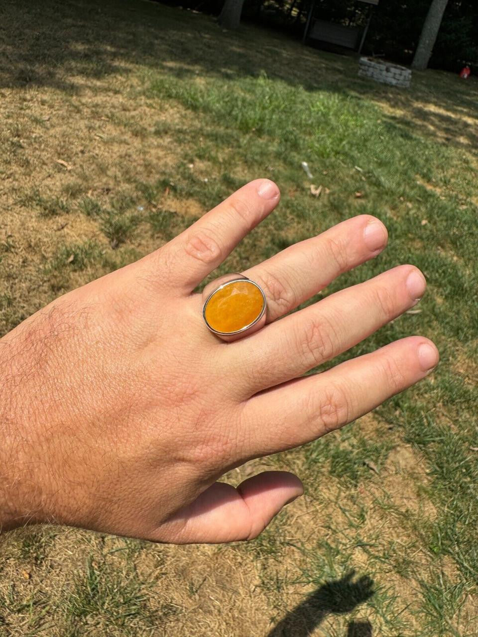 HarlemBling Hollywood Swag Ring - 925 Silver - Genuine Yellow Sapphire Stone