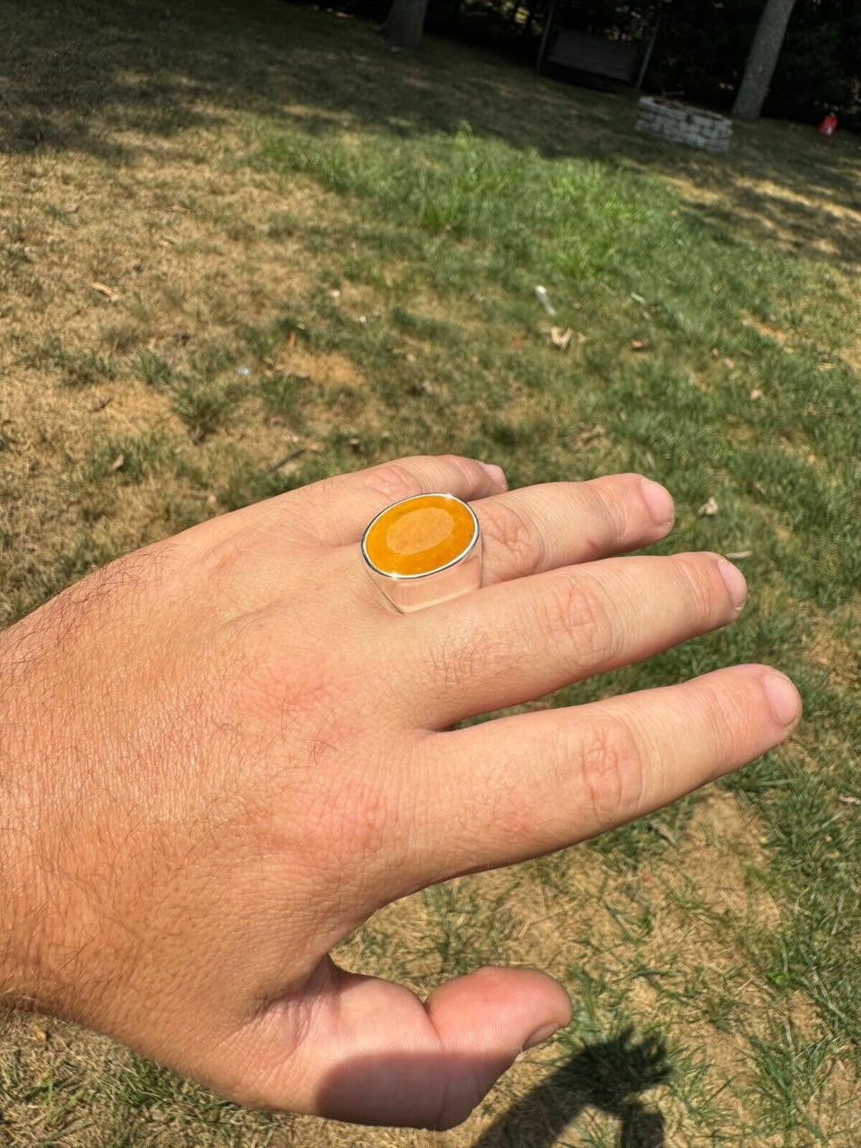 HarlemBling Hollywood Swag Ring - 925 Silver - Genuine Yellow Sapphire Stone