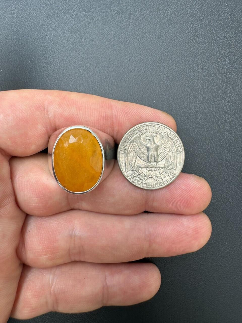 HarlemBling Hollywood Swag Ring - 925 Silver - Genuine Yellow Sapphire Stone