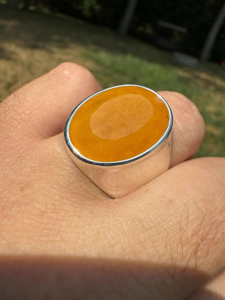 HarlemBling Hollywood Swag Ring - 925 Silver - Genuine Yellow Sapphire Stone