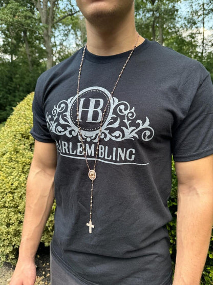 HarlemBling Holy Vatican Rosary Beads Necklace Iced Out CZ Stones - 14k Rose Gold Vermeil 925 Silver - 4mm - 30"