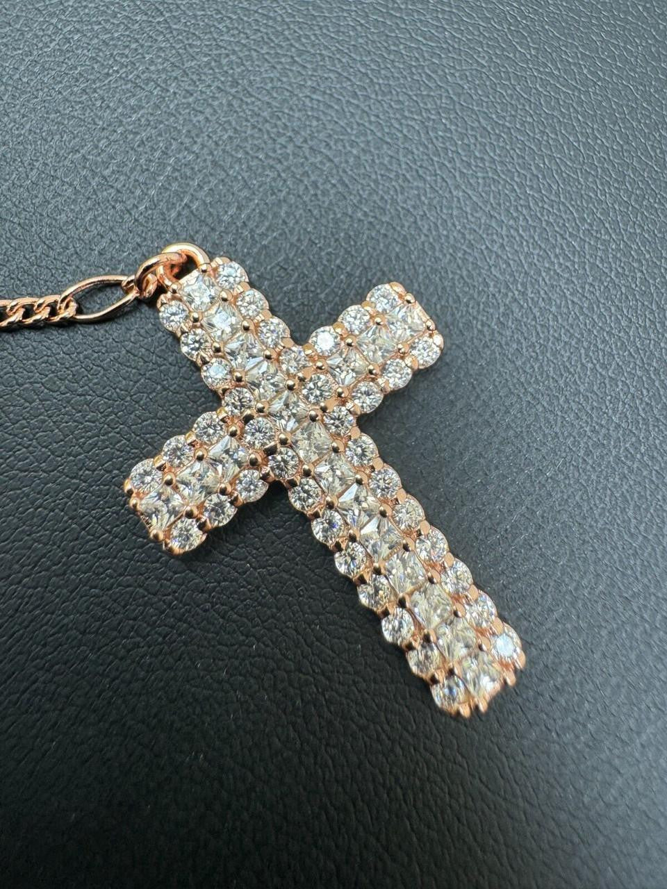 HarlemBling Holy Vatican Rosary Beads Necklace Iced Out CZ Stones - 14k Rose Gold Vermeil 925 Silver - 4mm - 30"