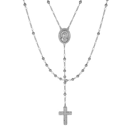 HarlemBling Holy Vatican Rosary Beads Necklace Iced Out CZ Stones - 925 Silver - 4mm - 26"
