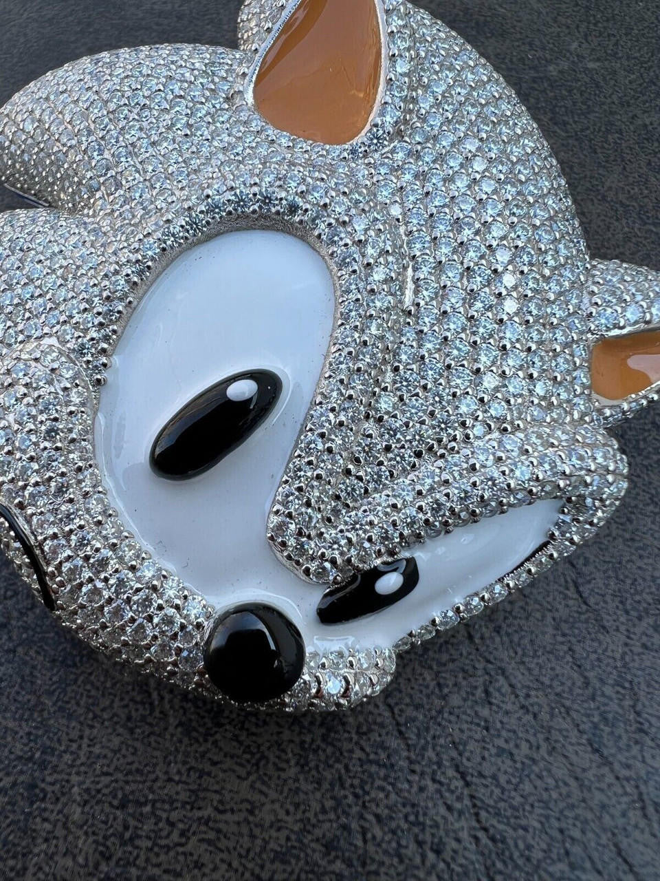 HarlemBling HUGE 3" 35.5ct MOISSANITE 925 Silver Sonic The Hedgehog Iced Pendant Necklace