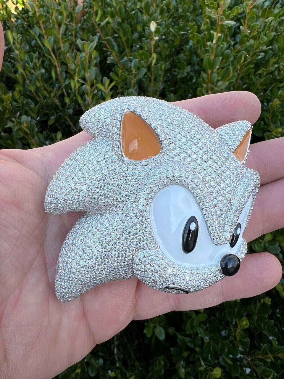 HarlemBling HUGE 3" 35.5ct MOISSANITE 925 Silver Sonic The Hedgehog Iced Pendant Necklace