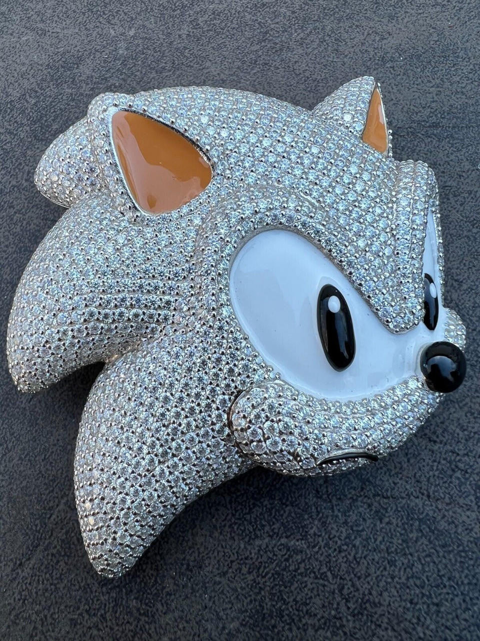 HarlemBling HUGE 3" 35.5ct MOISSANITE 925 Silver Sonic The Hedgehog Iced Pendant Necklace