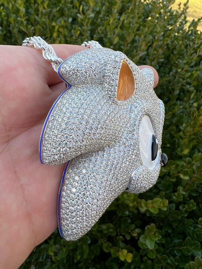 HarlemBling HUGE 3" 35.5ct MOISSANITE 925 Silver Sonic The Hedgehog Iced Pendant Necklace