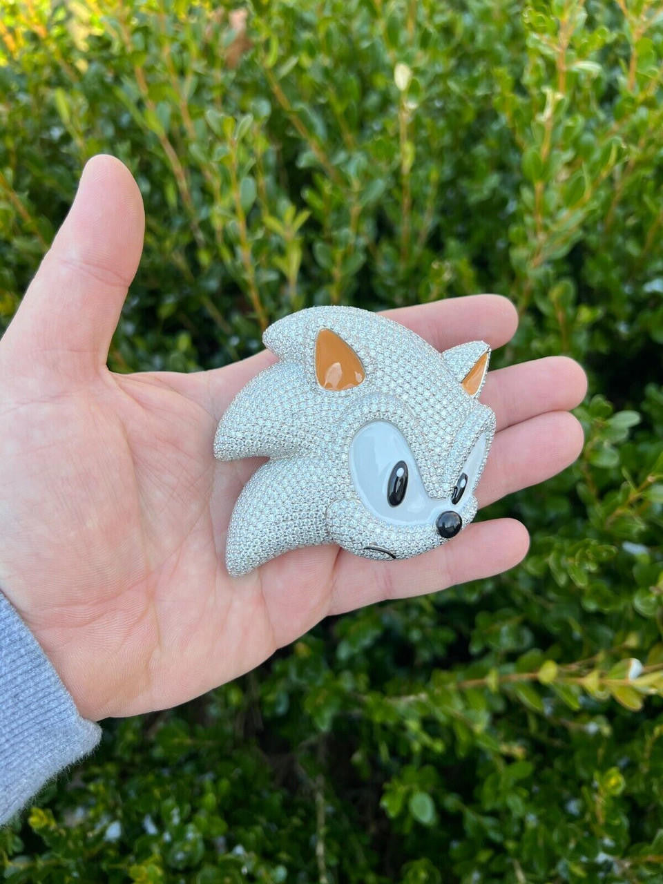 HarlemBling HUGE 3" 35.5ct MOISSANITE 925 Silver Sonic The Hedgehog Iced Pendant Necklace