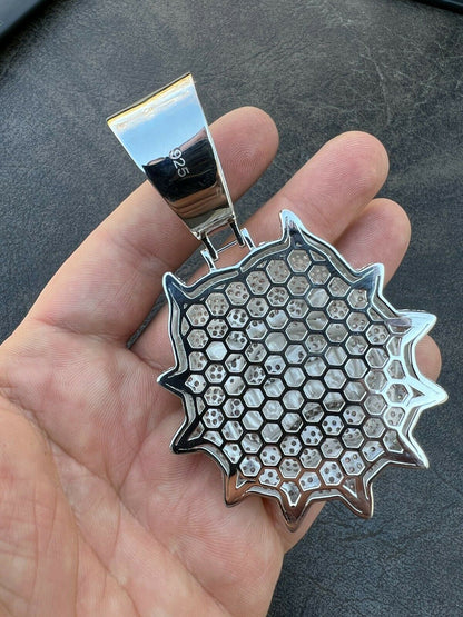 HarlemBling Huge 3.5 Iced Hip Hop 925 Silver Angry Pitbull Dog Animal Pendant Necklace Mens