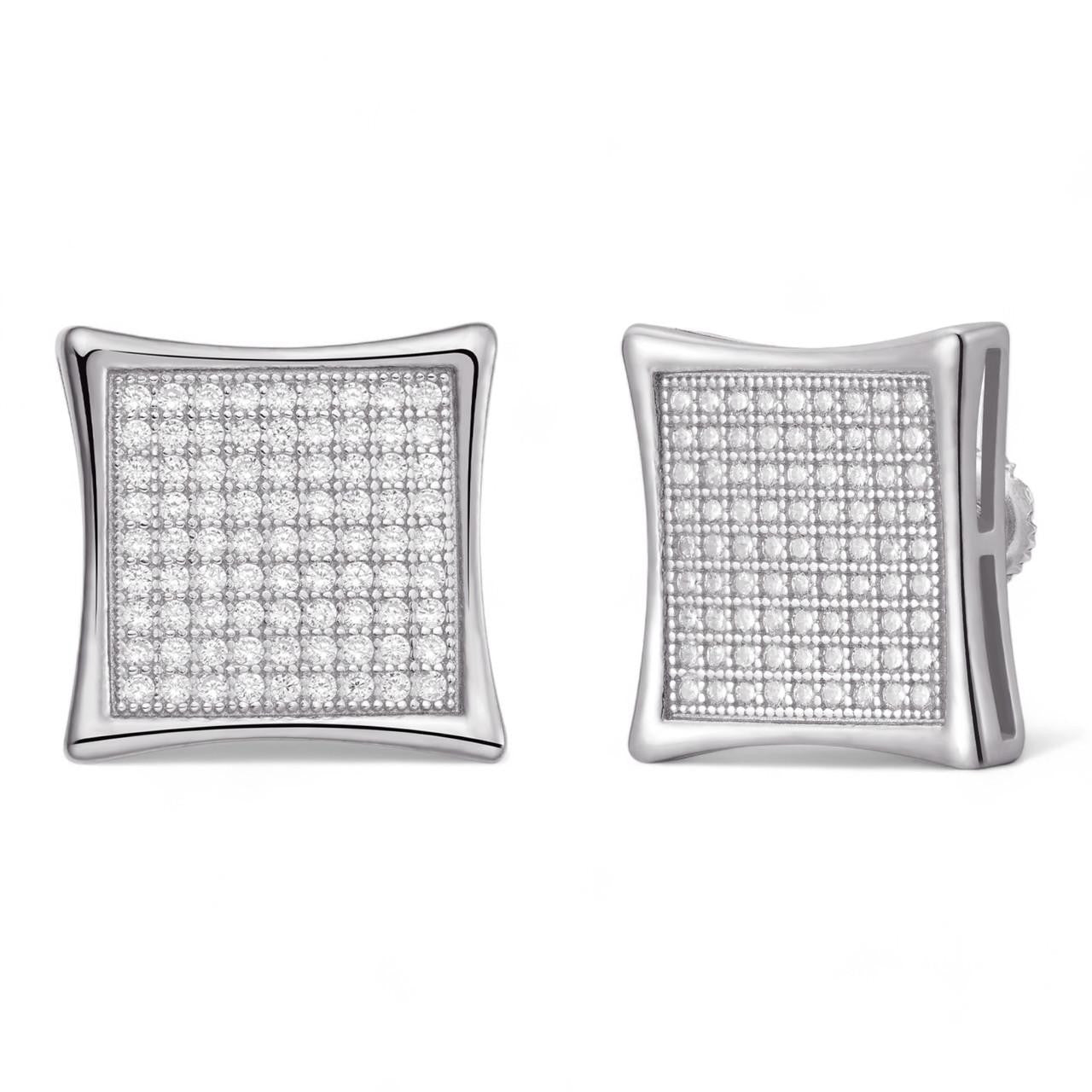 HarlemBling Huge Kite Classic Earrings - 925 Silver - CZ Stones - 14mm