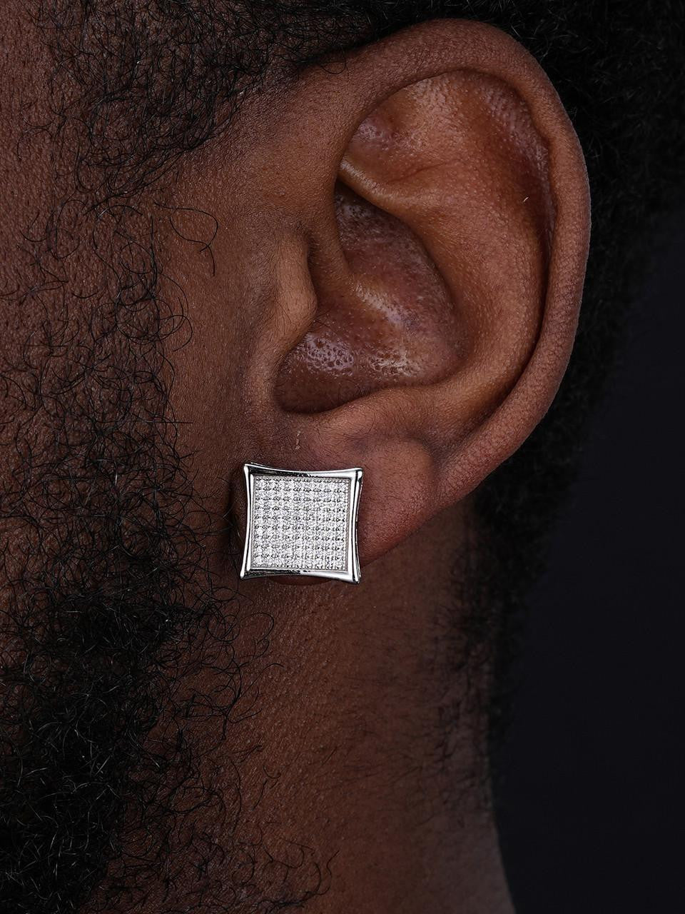 HarlemBling Huge Kite Classic Earrings - 925 Silver - CZ Stones - 14mm