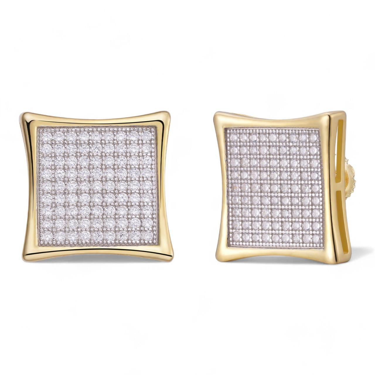 HarlemBling Huge Kite Earrings - 14k Gold Vermeil 925 Silver - CZ Stones - 14mm