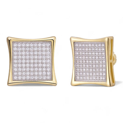 HarlemBling Huge Kite Earrings - 14k Gold Vermeil 925 Silver - CZ Stones - 14mm