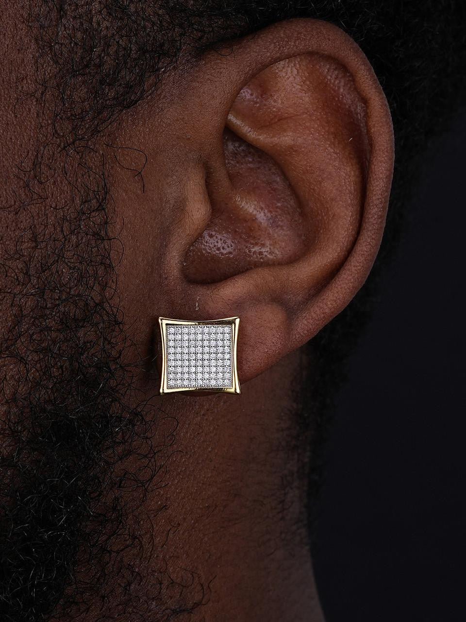 HarlemBling Huge Kite Earrings - 14k Gold Vermeil 925 Silver - CZ Stones - 14mm